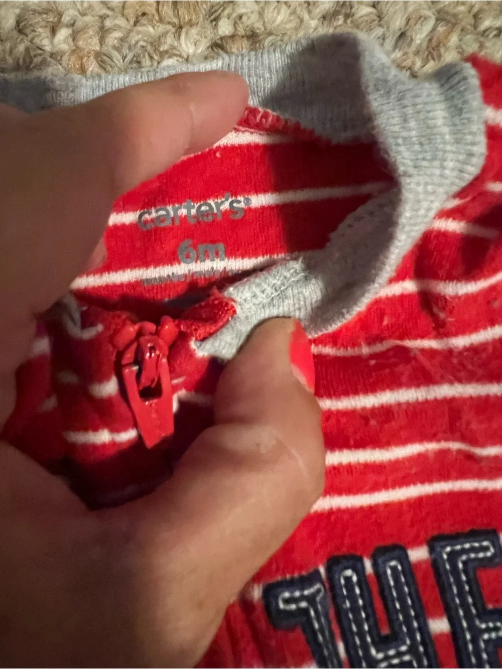 Carter's Red & White Striped 'Little Brother' Footie One-Piece